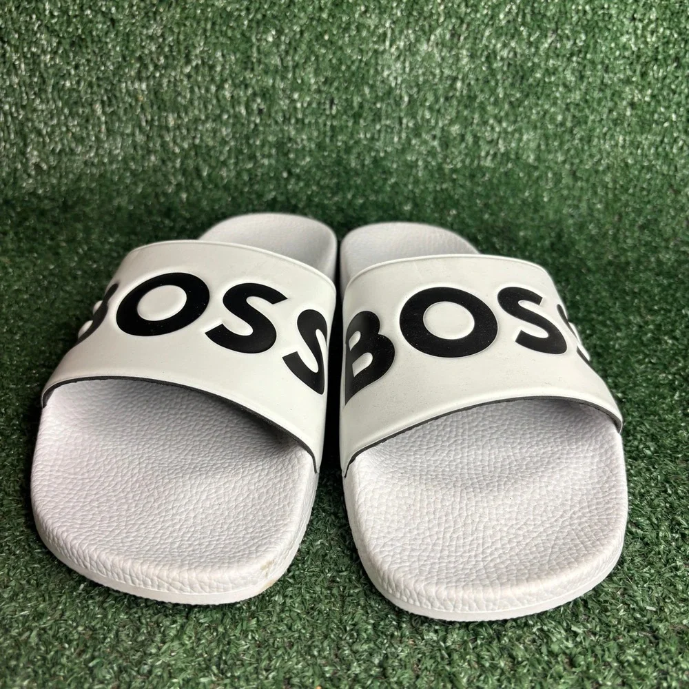 NEW‎ Hugo Boss Solar Kirk Slide Sandal Beach Luxury Pool Vacation White Mens 11